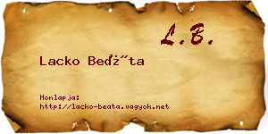 Lacko Beáta névjegykártya