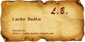 Lacko Beáta névjegykártya